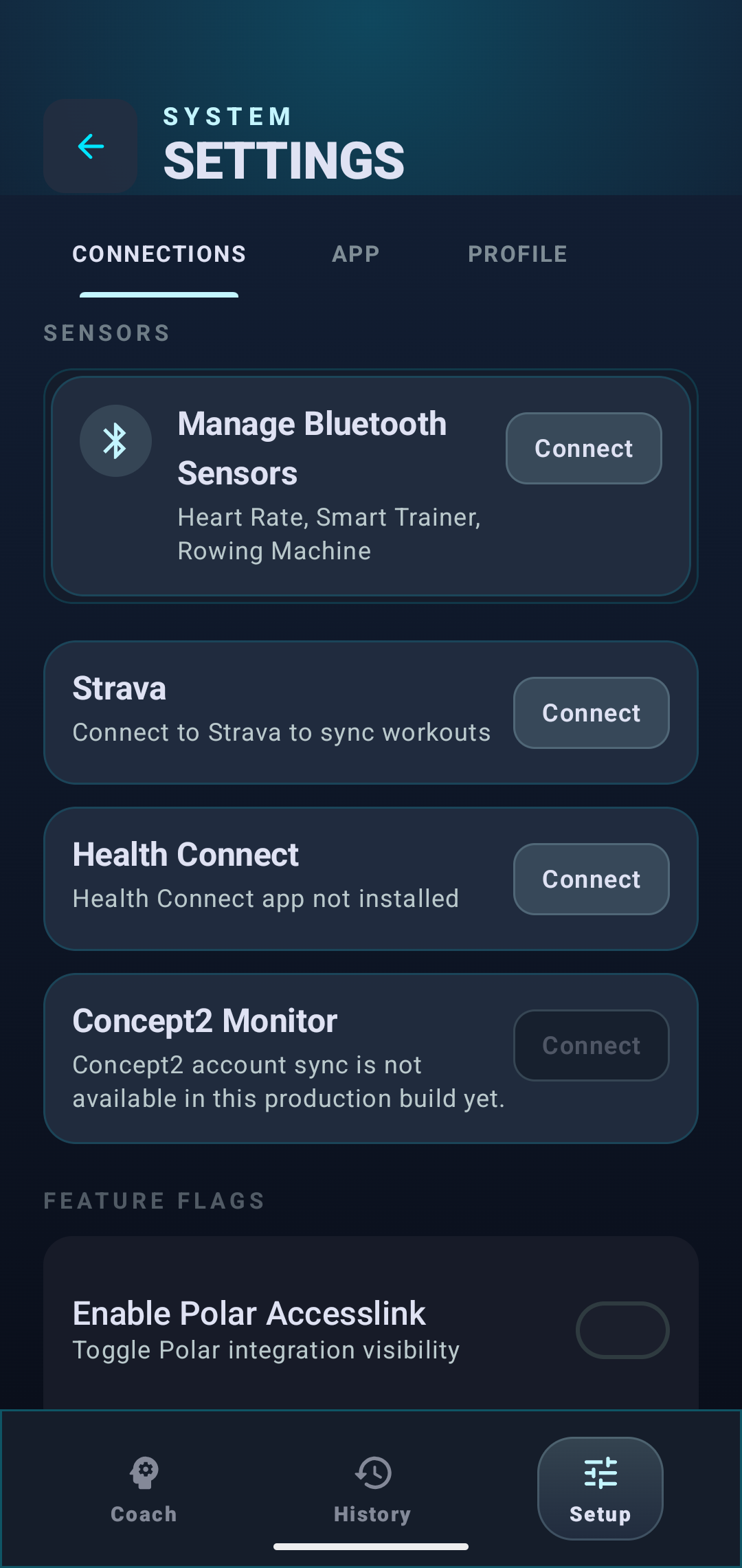 Device setup and sensor connections in Ergomi