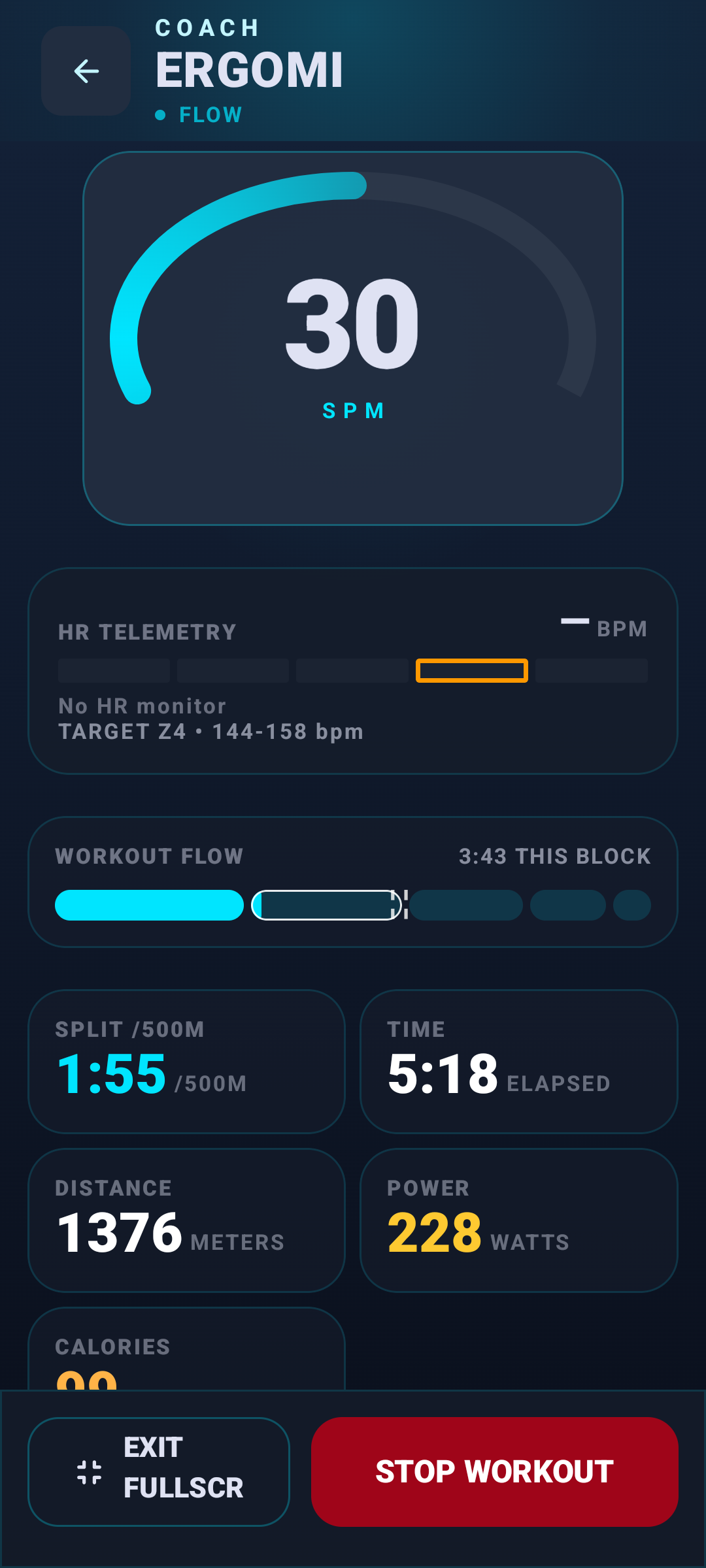 Live Ergomi workout HUD